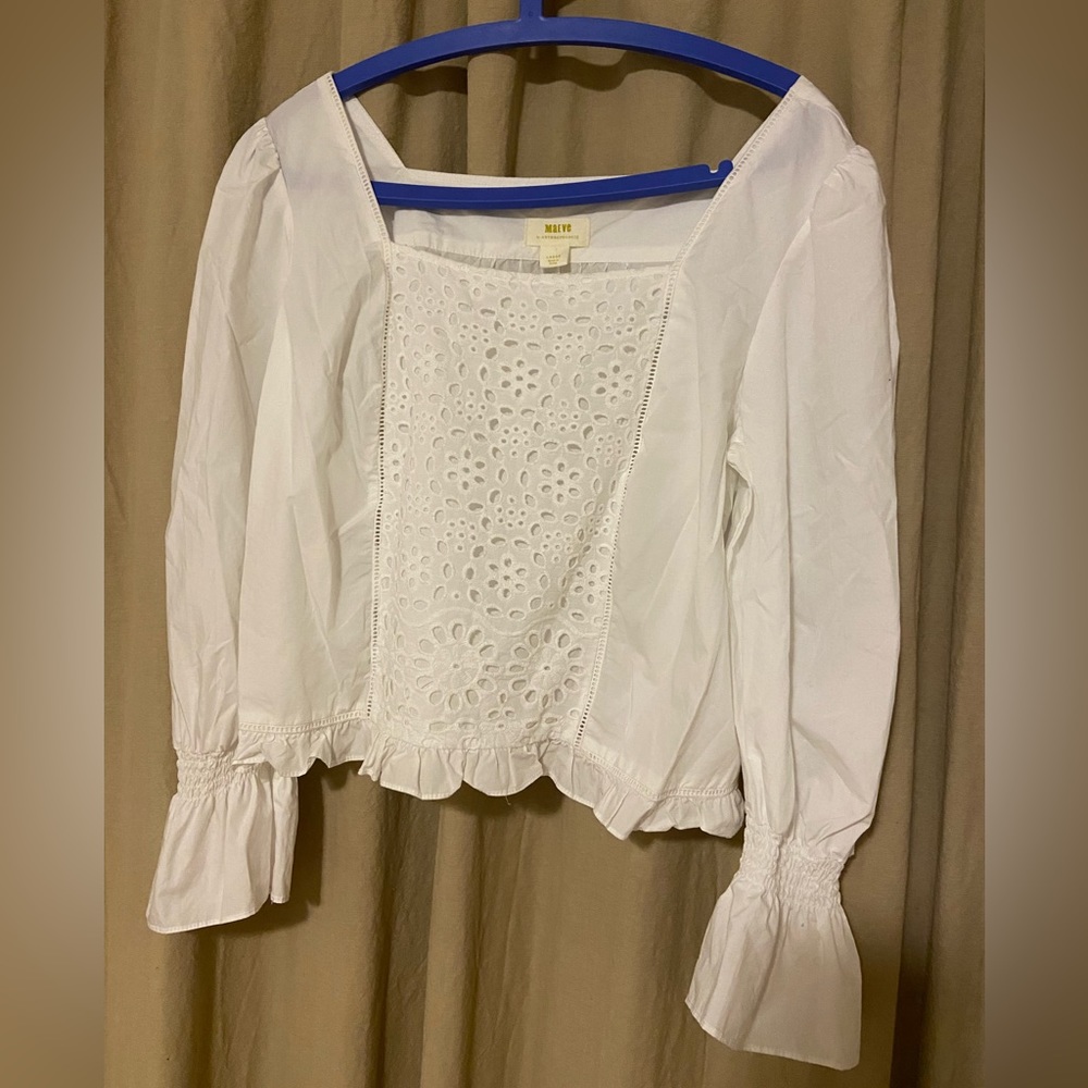 Maeve by Anthropologie, white cotton top